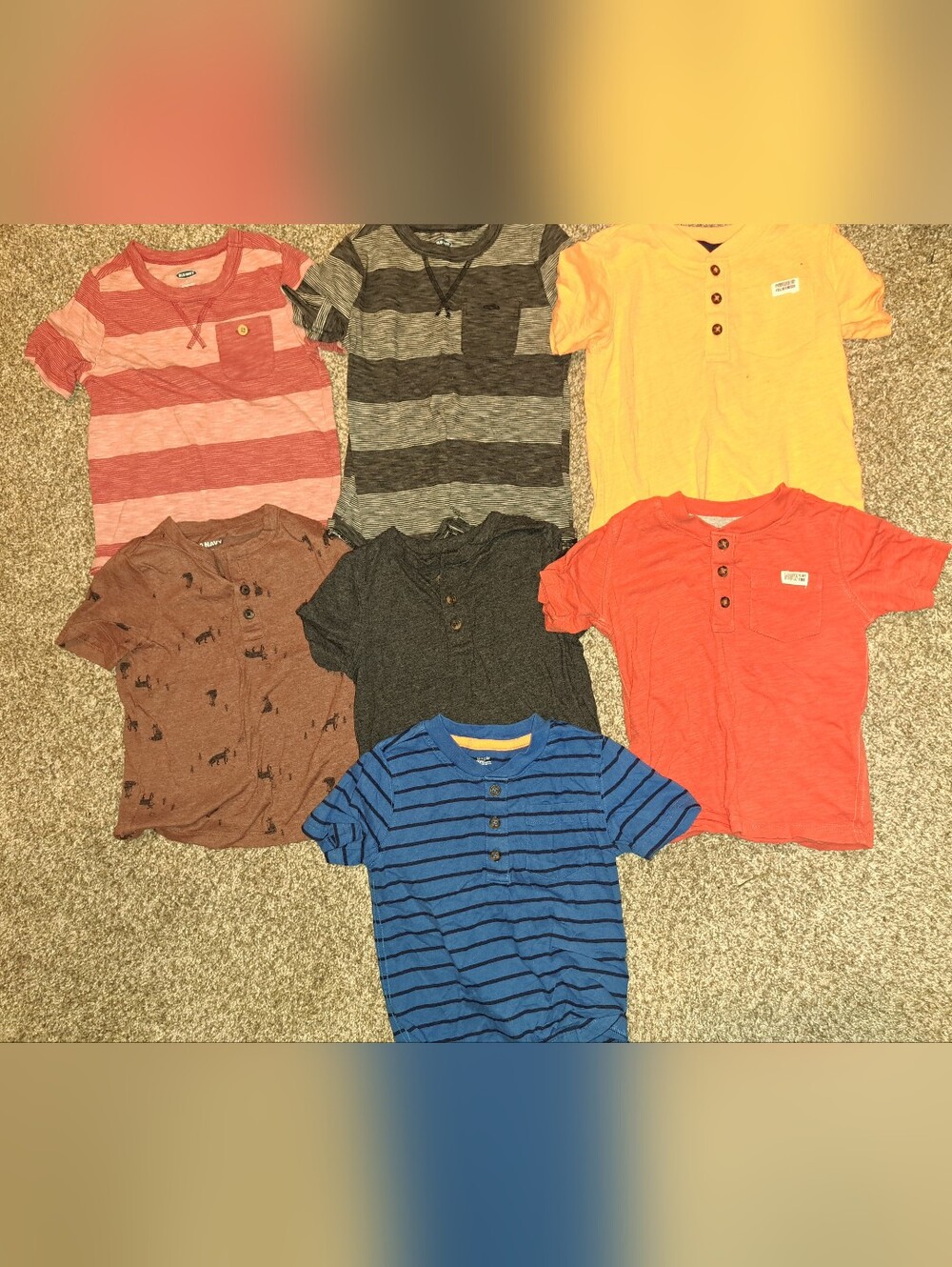 Boys Blue Striped Henley Tee